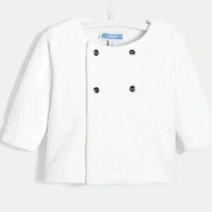 Jacadi Paris unisex white velvet cardigan 3M